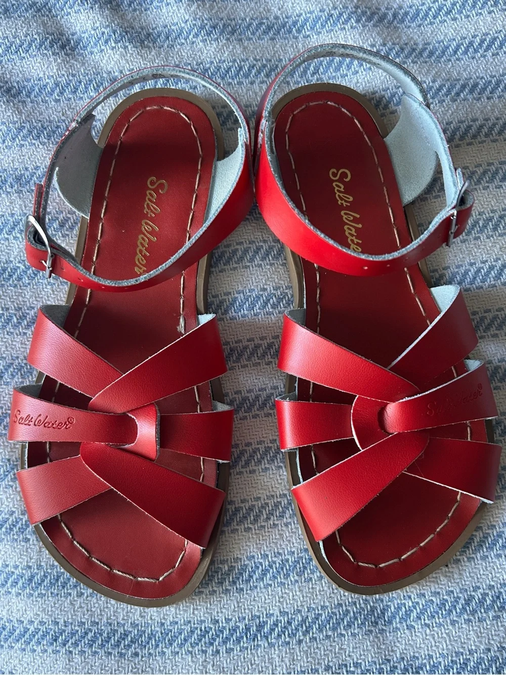 Kids Red Strappy Sandals with Buckle Closure